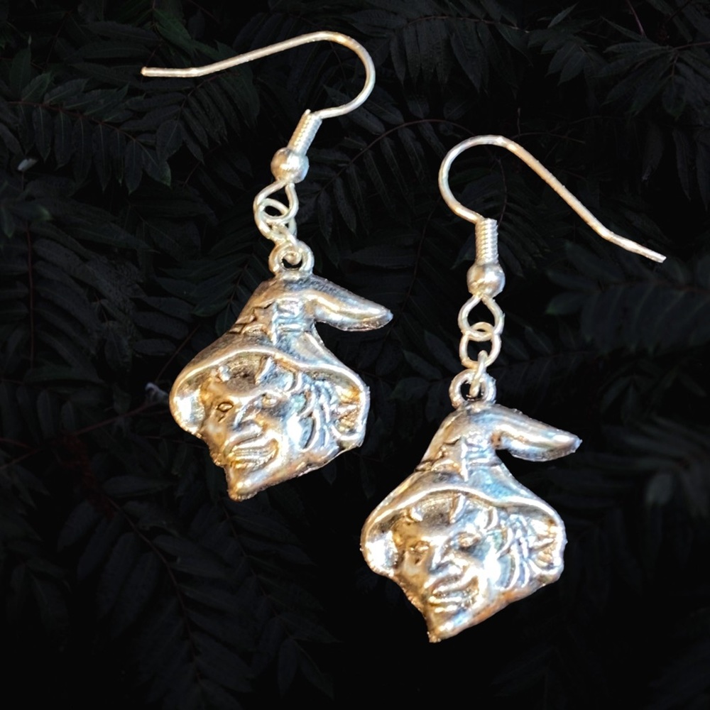 Hand Crafted Earrings Witch Charm Silver Metal Dangle Pierced Hot Topic